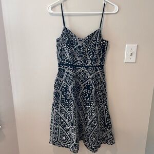 Banana Republic Black & White Embroidered A-line Dress